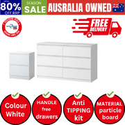 6 Chest of Drawers and Bedside Table Cabinet Bedroom Set White