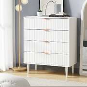 4 Chest of Drawers Tallboy White Gold