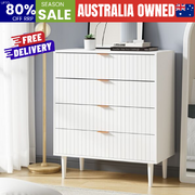 4 Chest of Drawers Tallboy White Gold