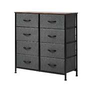 8-Drawer Chest Fabric Grey Wooden Tabletop Dresser Bedroom Storage Organizer