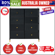 8-Drawer Chest PU Fabric Black Dresser Tallboy Bedroom Storage Organizer