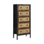 5-Drawer Chest Rattan Fabric Dresser Tallboy Bedroom Storage Organizer