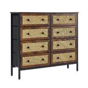 8-Drawer Chest Rattan Fabric Dresser Tallboy Retro Vintage Bedroom Storage