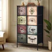 8 Chest Of Drawers Retro Tallboy Printed Foldable Fabric