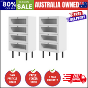 Chest Of Drawers 4 Drawer Tallboy Dresser Cabinet White 2 Pack