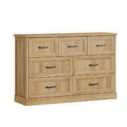 7 Drawer Tallboy Dresser Bedroom Storage Cabinet Natural Wood