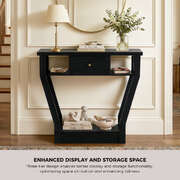 Console Table 1 Drawer Hallway Storage Black | EXTG