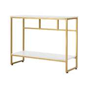 Console Table Hallway Marble Effect Metal Display Table White And Gold
