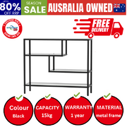 Console Table Tempered Glass Sofa Table Hall Side Entry 4 Shelves Black