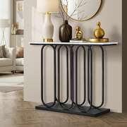 Console Table Faux Marble Effect Entry Hallway Display Black