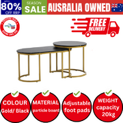Nesting  Coffee Table Set of 2 Marble Effect Gold Black