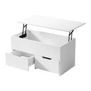 Coffee Lift-Up Top Hidden Storage Laptop Desk 2 Drawers White Wood Table