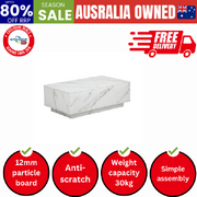 Coffee Table Cafe Desk Marble Effect Wooden White