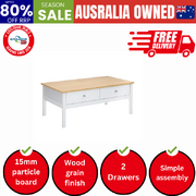 Coffee Table Storage Drawers Natural White