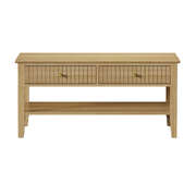 Coffee Table with Storage Drawers Open Shelving Natural