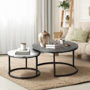 Nesting Coffee Table Round Marble Grey&White