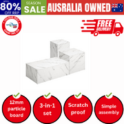 Coffee Table Set of 3 Side Tables Marble Effect White