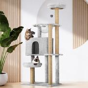 Explore the 140cm Grey Cat Tree for Endless Feline Fun