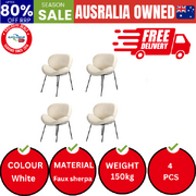 4PCS Armchair Dining Chair Accent Chairs Tub Armchairs Sherpa White