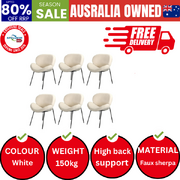 6PCS Armchair Dining Chair Accent Chairs Tub Armchairs Sherpa White
