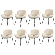 8PCS Armchair Dining Chair Accent Chairs Tub Armchairs Sherpa White
