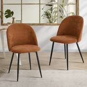 2x Dining Chairs Accent Chair Armchair Kitchen Linen Orange