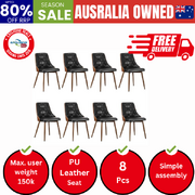 Dining Chairs Cafe Seat Retro PU Leather Black
