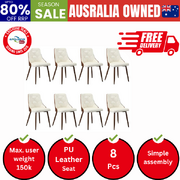Dining Chairs Kitchen Lounge Chairs PU Leather White