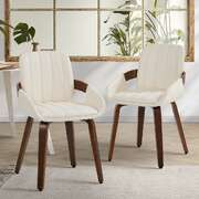 Bentwood Dining Chairs PU Leather Beige Set 2 | EXTG