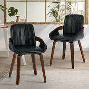 Bentwood Dining Chairs PU Leather Black Set 2 | EXTG