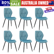 Dining Chairs Set of 6 Velvet Blue