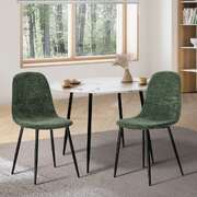 Green Chenille Dining Chairs Set of 2 | EXTG