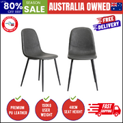 2x Dining Chairs Lounge Room PU Leather Grey