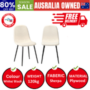 2x Dining Chairs Sherpa White and Black