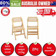 2x Dining Chairs Folding Rattan Chair Wooden