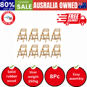 8x Dining Chairs Folding Rattan Chair Wooden