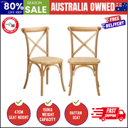 2 Pcs Dining Chair with Crossback Timber Wooden Kitchen Chair