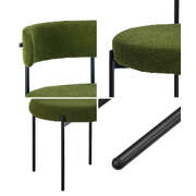 4x Dining Chair Round Boucle Seats Backrest Green