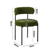 6x Dining Chair Round Boucle Seats Backrest Green