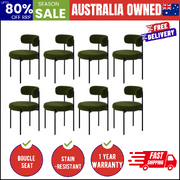 8x Dining Chair Round Boucle Seats Backrest Green