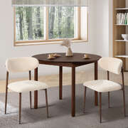  2x Dining Chairs Boucle Walnut & Beige