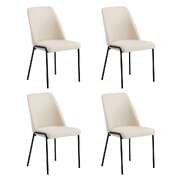 Set of 4 Dining Chairs Chenille Fabric Upholstered Padded Seat Beige