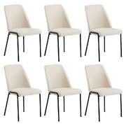 Set of 6 Dining Chairs Chenille Fabric Upholstered Padded Seat Beige