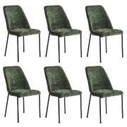 Set of 6 Dining Chairs Chenille Fabric Upholstered Padded Seat Green