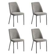 Set of 4 Dining Chairs Chenille Fabric Upholstered Padded Seat Grey