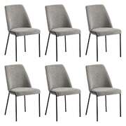 Set of 6 Dining Chairs Chenille Fabric Upholstered Padded Seat Grey