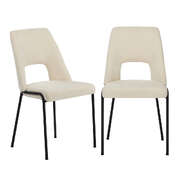 2x Dining Chairs Chenille Fabric Upholstered Kitchen Side Chairs Beige