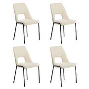 4x Dining Chairs Chenille Fabric Upholstered Kitchen Side Chairs Beige