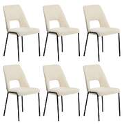 6x Dining Chairs Chenille Fabric Upholstered Kitchen Side Chairs Beige