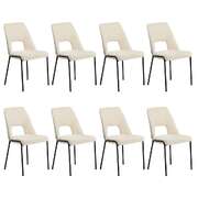 8x Dining Chairs Chenille Fabric Upholstered Kitchen Side Chairs Beige